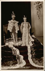 The King & Queen in Coronation Robes at Buckingham Palace Postcard