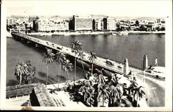 Tahrir Nile Bridge and Shepheards and Semiramis Hotels Postcard