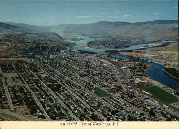 Aerial View of Town Kamloops BC Canada British Columbia