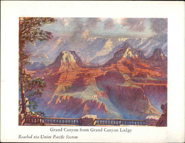 Grand Canyon from Grand Canyon Lodge, Reached Via Union Pacific System Arizona