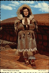 Eskimo Beauty in Fur Parka Postcard