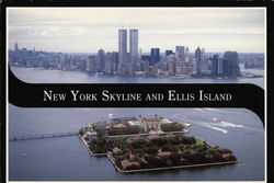 City Skyline and Ellis Island Postcard