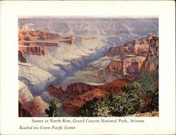 Sunset at North Rim Union Pacific Bryce Canyon Lodge Menu Postcard