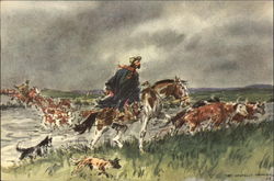 Pentothal Sodium Ad - Crossing the Brook - Gauchos and Cattle Postcard