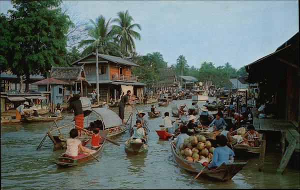 Wad Sai Floating Market Dhonburi Thailand Southeast Asia