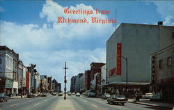 Looking Up Broad Street Richmond, VA Postcard Postcard