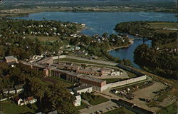 Air View of Maine State Prison, Georges River and Harbor Postcard