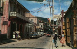 Street Scene at Charlotte Amalie St. Thomas, VI Caribbean Islands Postcard Postcard