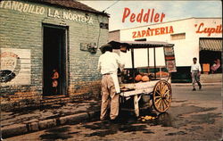 Street Peddler With Two-Wheeled Cart Postcard