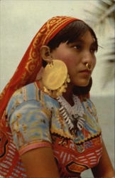 Typical Indian Woman in Her Colorful Dress and Adornments Postcard