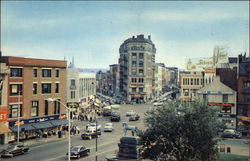 Junction of Main Streets and Bank Street Waterbury, CT Postcard Postcard