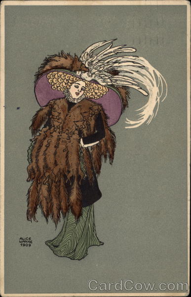 Woman in Furs and Large Hat Women
