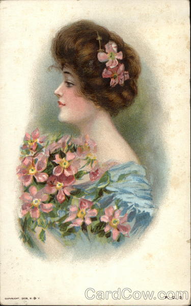 Woman with Pink Flowers Women