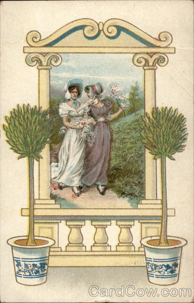 Two Woman Walking on Path Women