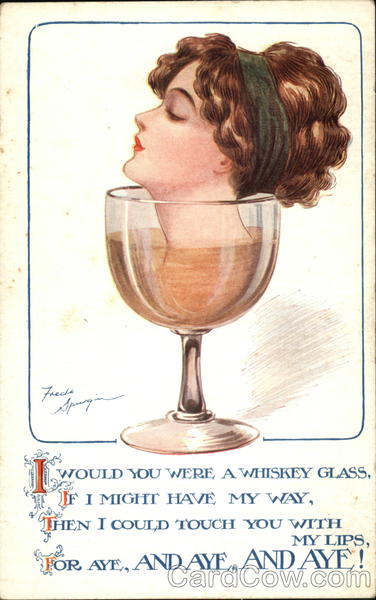 Girl's Head in Glass of Whiskey Women