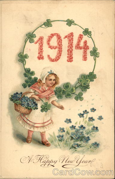 Girl With Clovers and Flowers Children