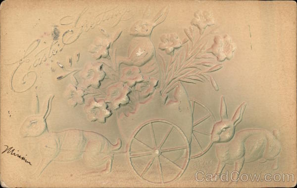 Rabbits with an Egg full of Flowers With Bunnies