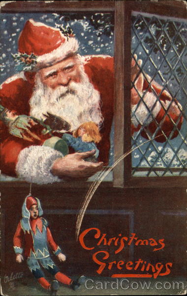 Santa with toys at Window Santa Claus