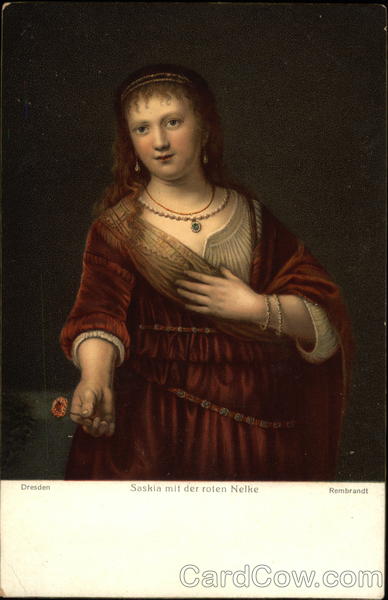 Rembrandt's Painting of Saskia With A Flower Art