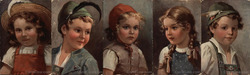 Set of 5: German Children Postcard