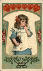 Little Girl With Chalk Board Postcard