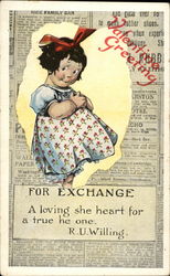 Valentine Greeting Children Postcard Postcard