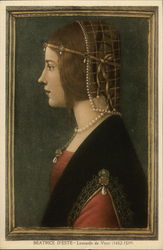 Beatrice D'Este by Leonardo da Vince Postcard