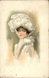 Woman Wearing White Hat Postcard