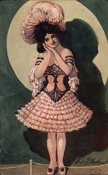 Woman in Pink Dress Postcard