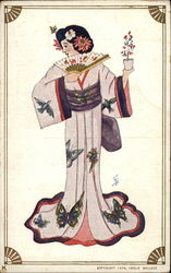 Young Woman in Kimono Asian Postcard Postcard