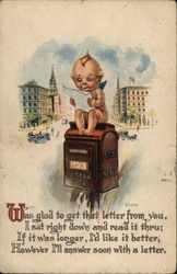 Cupid Sitting on Mailbox Postcard