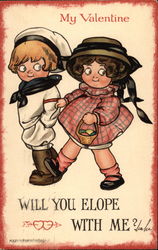 My Valentine, Will You Elope With Me? Children Postcard Postcard