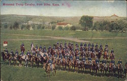 Mounted Troup Cavalry, Fort Riley, Kans Postcard
