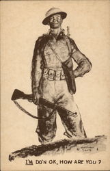 Smiling Soldier with rifle Postcard