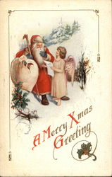 Santa with Angel Santa Claus Postcard Postcard