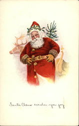 Santa Claus with Reindeer Postcard Postcard