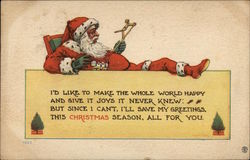 Santa Claus Playing With Toys Postcard Postcard
