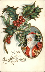 Santa and Holly Postcard