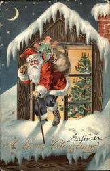 Santa on the Roof Santa Claus Postcard Postcard
