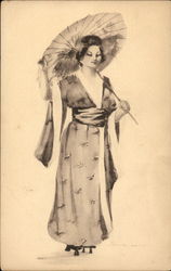 Woman in Kimono Postcard