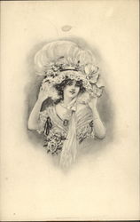 Woman in Large Hat Women Postcard Postcard