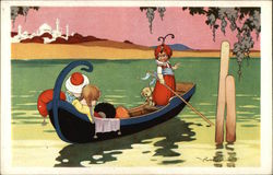 Chidren in Gondola Postcard