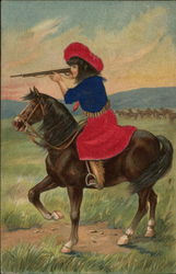Silk Cowgirl on Horse Cowboy Western Postcard Postcard