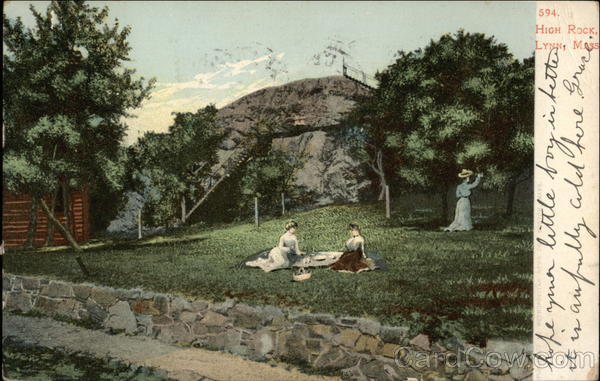 Ladies Picnicing Below Hugh Rock Lynn Massachusetts