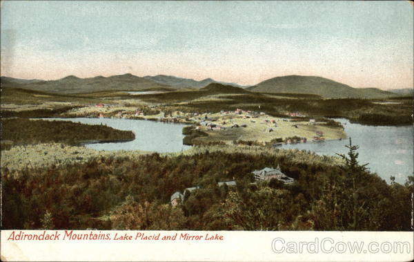 Mirror Lake and Adirondack Mountains Lake Placid New York