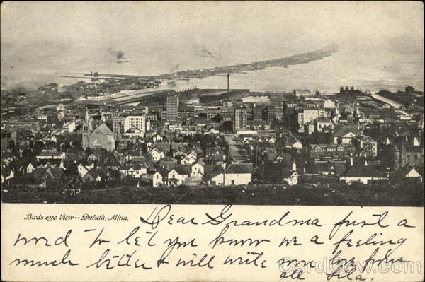 Bird's Eye View of CIty Duluth Minnesota