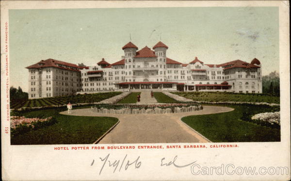 Hotel Potter from Boulevard Entrance Santa Barbara California