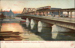 Charlestown Bridge and Elevated Railway Postcard