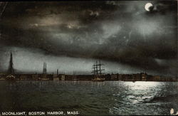 Moonlight on the Harbor Postcard