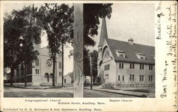 Congregational Church and Baptist Church, Woburn Street Postcard